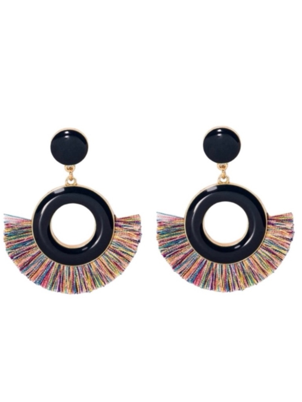 SugarFix Blue/Multi Fringe Closed Hoop Drop Earrings (NWOT)